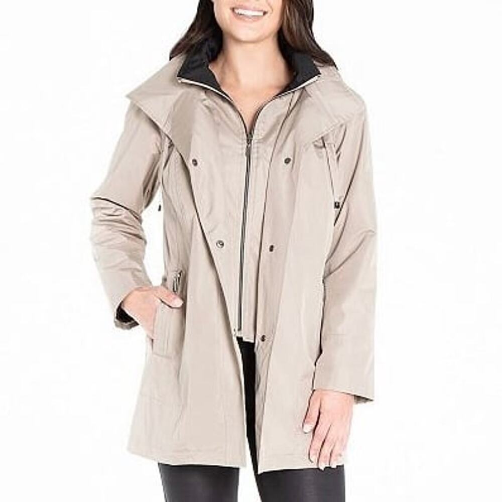 Fleet Street Long Sleeve Short Trench Coat Zipper Jacket Women's L